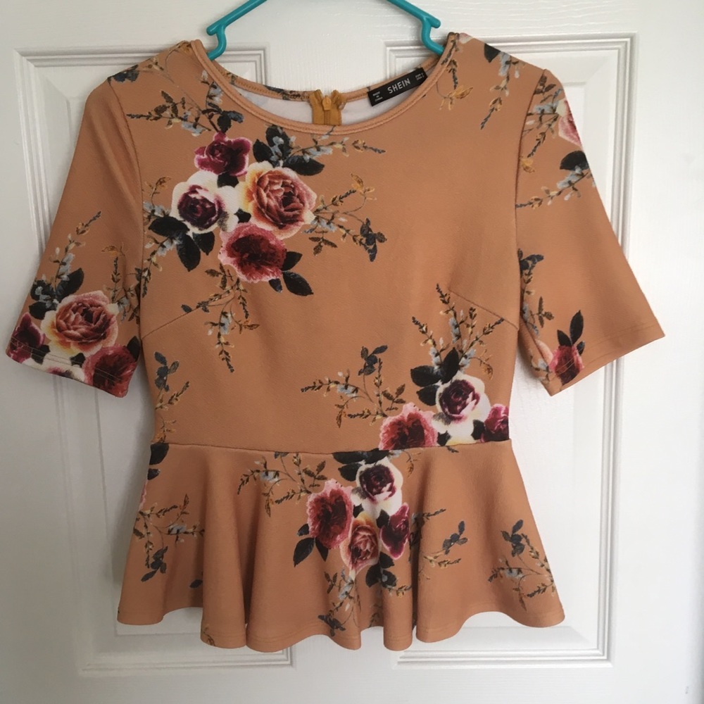 Shein floral peplum crop top
